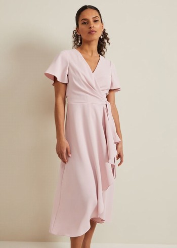 Phase Eight Petite Julissa Frill Wrap Dress Rose Australia | SY6893052